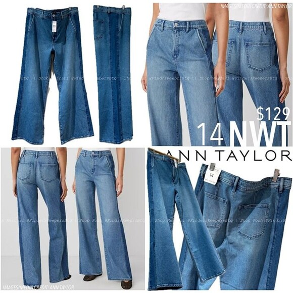 Ann Taylor Denim - NWT Ann Taylor Colorblock Wide Leg Two Tone Tuxedo Stripe Trouser Jeans 14